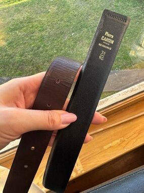 Vintage Pierre Cardin dark brown genuine leather mens belt reversible 36 in